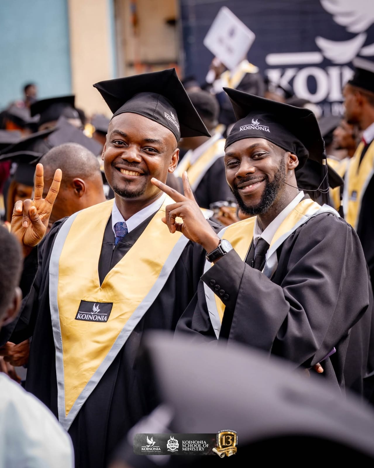 Group of graduating students outside the meeting hall