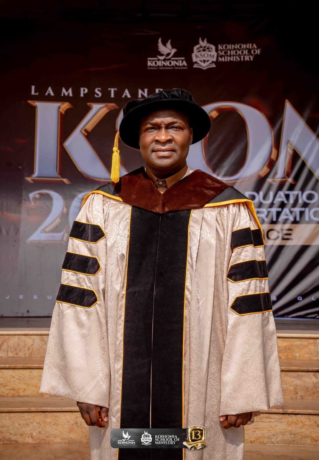 Apostle Joshua Selman standing outside the meeting hall