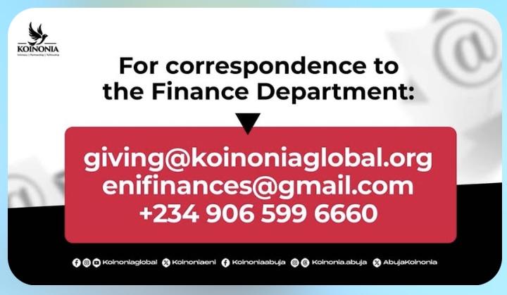 Ministry Account Details