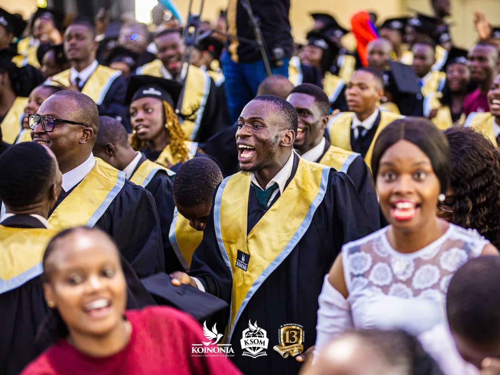 Happy students praising