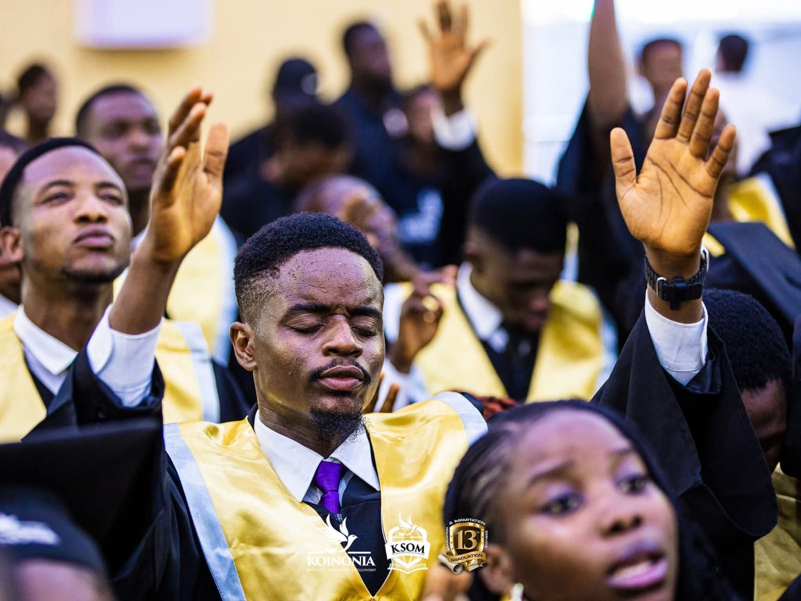 Students praying